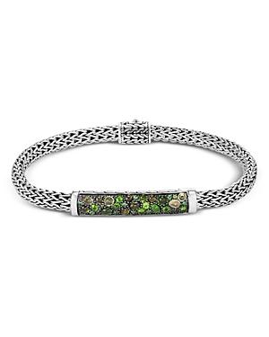 John Hardy Sterling Silver Classic Chain Extra Small Bracelet With Green Tourmaline, Chrome Diopside & Peridot
