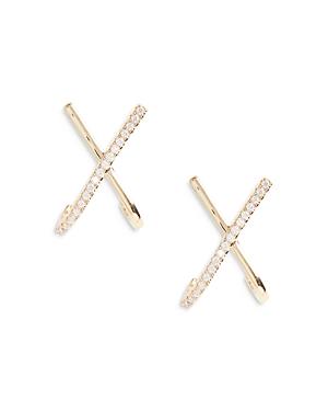 Shashi Kriss Kross Cubic Zirconia Crossover Stud Earrings In 18k Gold Plated
