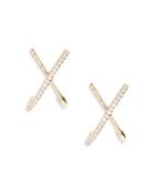 Shashi Kriss Kross Cubic Zirconia Crossover Stud Earrings In 18k Gold Plated