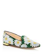 Charlotte Olympia Women's Fabri Floral-emboidered Smoking Slippers