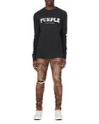 Purple Brand Slim Fit Jeans In Brown Dirty Wax