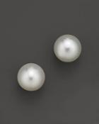 14k Yellow Gold White South Sea Cultured Pearl Stud Earrings
