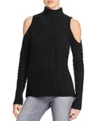 Aqua Cashmere Cable Knit Cold Shoulder Cashmere Sweater - 100% Exclusive