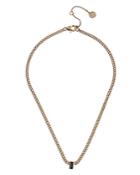 Allsaints Black Baguette Crystal Curb Chain Pendant Necklace, 16-18