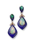 Bloomingdale's Opal, Emerald, Lapis Lazuli & Diamond Drop Earrings In 14k Yellow Gold - 100% Exclusive