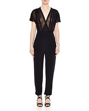 Sandro Pointers Sheer Bodice Jumpsuit