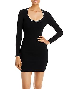 Alexanderwang.t Logo Scoop Neck Bodycon Knit Dress