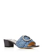 Jimmy Choo Women's Granger 35 Embellished Raffia Slide Sandals