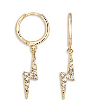 Aqua Pave Lightning Charm Huggie Hoop Earrings In 18k Gold Plate - 100% Exclusive