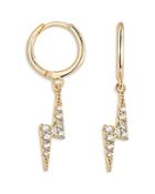 Aqua Pave Lightning Charm Huggie Hoop Earrings In 18k Gold Plate - 100% Exclusive