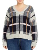Aqua Curve Plaid V-neck Sweater - 100% Exclusive