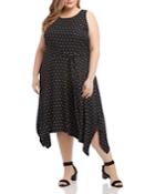 Karen Kane Plus Polka Dot-print Handkerchief Hem Dress