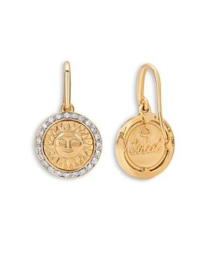 Marina B 18k Yellow Gold Soleil Diamond Sun Coin Drop Earrings