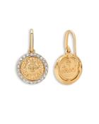 Marina B 18k Yellow Gold Soleil Diamond Sun Coin Drop Earrings
