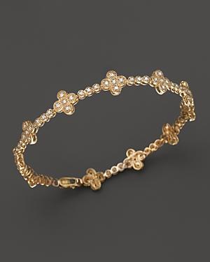 Diamond Clover Bracelet In 14k Yellow Gold, .50 Ct. T.w.
