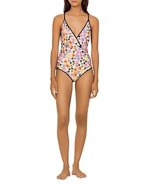Sandro Etta Smiley Face Print One Piece Swimsuit