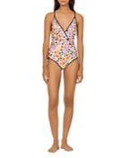 Sandro Etta Smiley Face Print One Piece Swimsuit