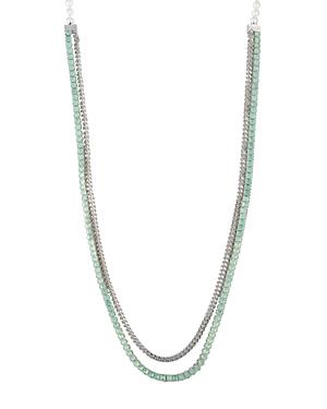 Carolee Simulated Pearl, Stone & Chain Double Strand Necklace, 42