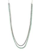 Carolee Simulated Pearl, Stone & Chain Double Strand Necklace, 42