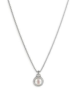 David Yurman Sterling Silver Albion Pendant Necklace With Daimonds & Cultured Freshwater Pearl, 17