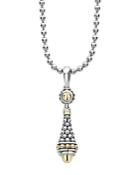 Lagos 18k Yellow Gold & Sterling Silver Signature Caviar Drop Pendant Adjustable Necklace, 16-18