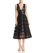 Nha Khanh Faux-leather & Tulle Dress