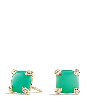 David Yurman Chatelaine Earrings With Chrysoprase And Diamonds In 18k Gold