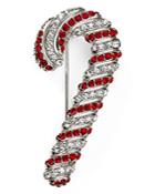 Nadri Jolly Red Candy Cane Pin