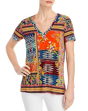 Johnny Was Allie Flower Favorite Printed V Neck Tee