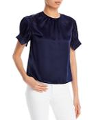 Rebecca Taylor Pleated Sleeve Silk Shirt
