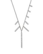 Meira T 14k White Gold Multi-diamond Bar Dangle Necklace, 16