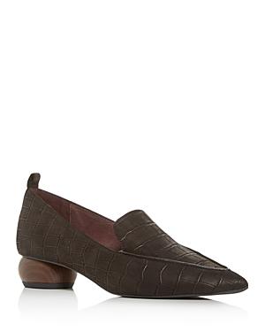 Jeffrey Campbell Women's Lizard-embossed Pointed Apron-toe Loafers