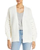 Aqua Chunky Mixed Knit Open Front Cardigan - 100% Exclusive