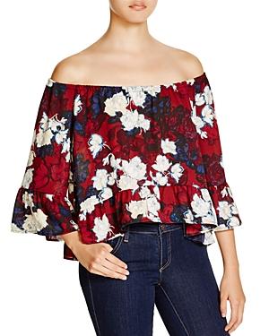 Aqua Trinity Floral Off Shoulder Top