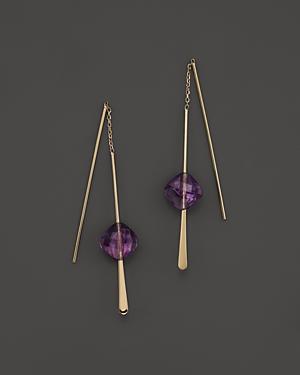 14k Yellow Gold And Amethyst Earrings