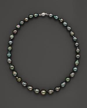 Tahitian Pearl And 14k White Gold Strand Necklace, 18