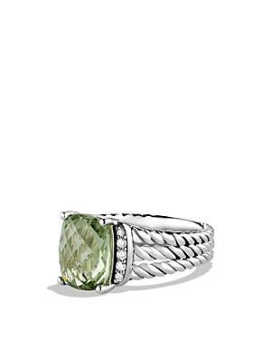 David Yurman Petite Wheaton Ring With Prasiolite And Diamonds