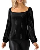 Belldini Square Neck Embellished Blouse