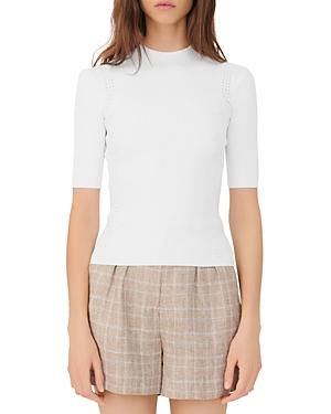 Maje Manuela Ribbed Mock Neck Top