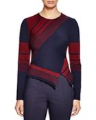 Tory Burch Asymmetric Striped Sweater