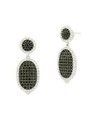 Freida Rothman Industrial Finish Pave Short Drop Earrings In Rhodium-plated Sterling Silver