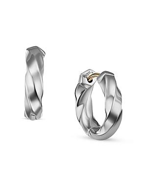 David Yurman Cable Edge Huggie Hoop Earrings In Recycled Sterling Silver