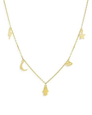 Milanesi And Co 14k Yellow Gold Diamond Dangle Charm Statement Necklace, 18