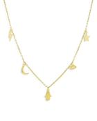 Milanesi And Co 14k Yellow Gold Diamond Dangle Charm Statement Necklace, 18