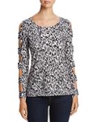 Love Scarlett Leopard Print Cutout-sleeve Top