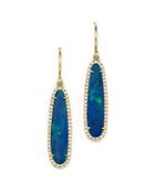 Meira T 14k Yellow Gold Opal Earrings With Diamonds