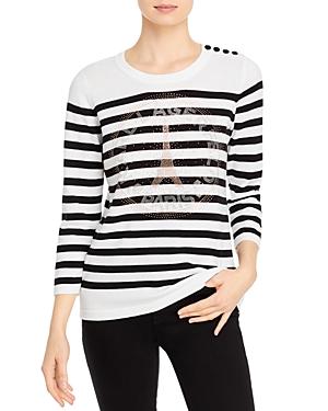 Karl Lagerfeld Paris Striped Logo Sweater