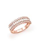 Diamond Round And Baguette Band In 14k Rose Gold, 1.50 Ct. T.w.