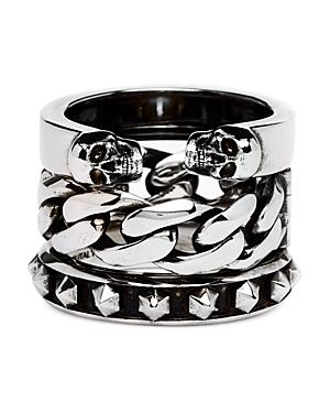 Alexander Mcqueen Punk Chain & Studs Stacked Ring