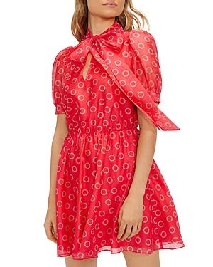 Ted Baker Tie Neck Circle Print Mini Dress